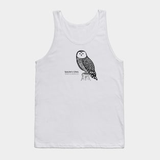 Snowy Owl with Common and Latin Names - hand drawn owl design Tank Top